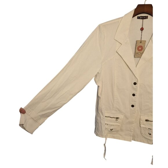 XCVI White Cotton Utility Blazer Jacket Pockets Drawstrings 2X Womens Casual - Picture 7 of 16